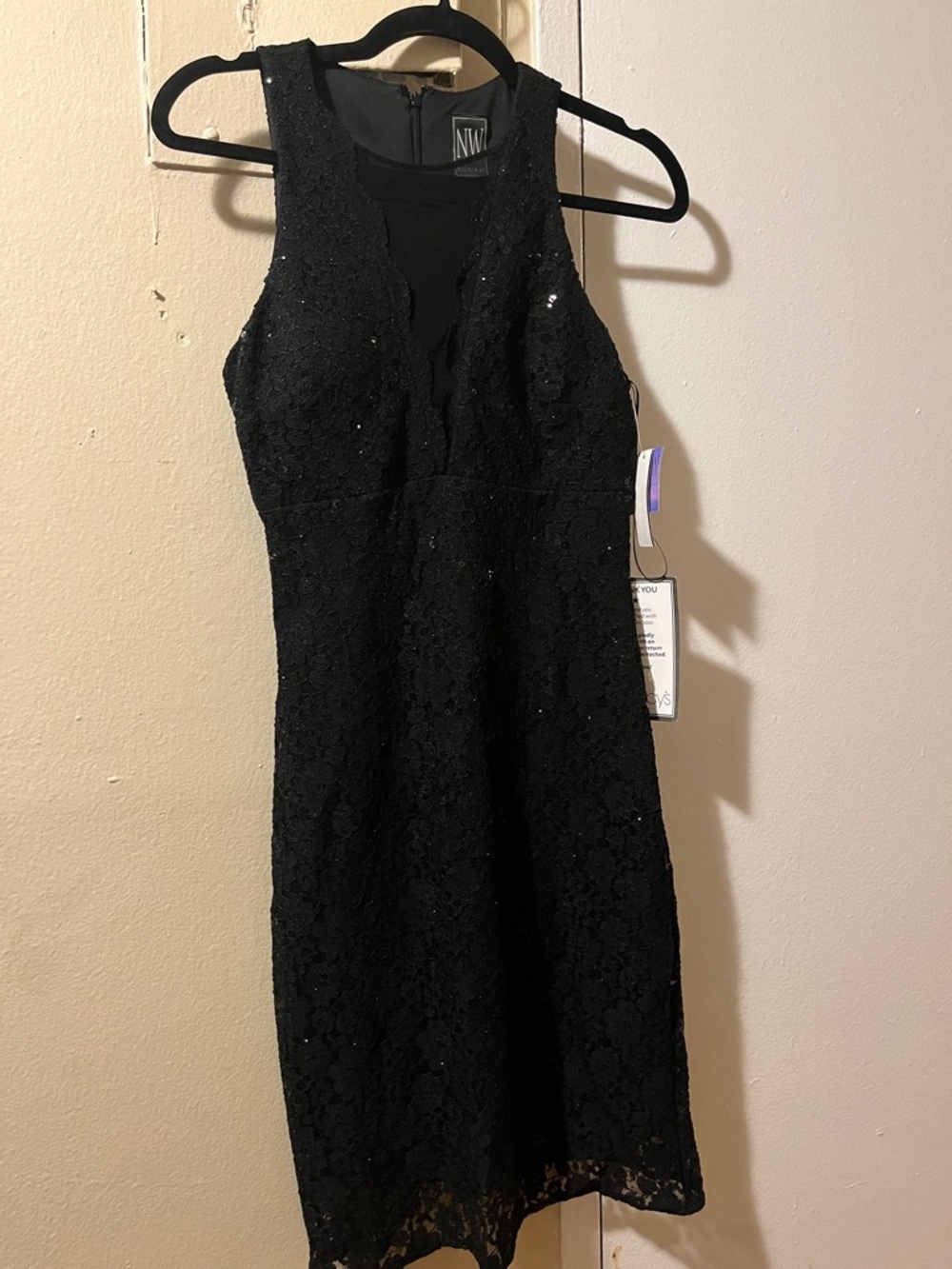 Macy's Black Lace Sequin Midi Dress
